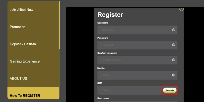 Instructions on how to register at Jilibet